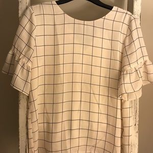Loft check short sleeve blouse